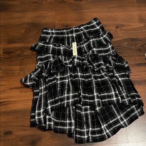 Max Studio Black & White Plaid Ruffle Tiered High Low Skirt 🖤